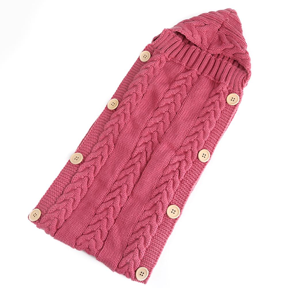 0-6 måneder spedbarn strikket knapp Nyfødt baby sovepose swaddle teppe wrap
