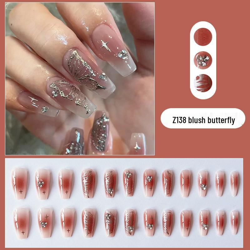 

2025 Блестящая Фея Средний Носимый Нейл-арт: Острые ногти французское омбре