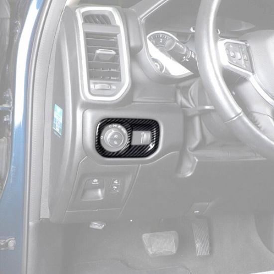 For  - 2024 Dodge RAM 1500 Carbon Fiber Interior Headlight Switch Cover Trim