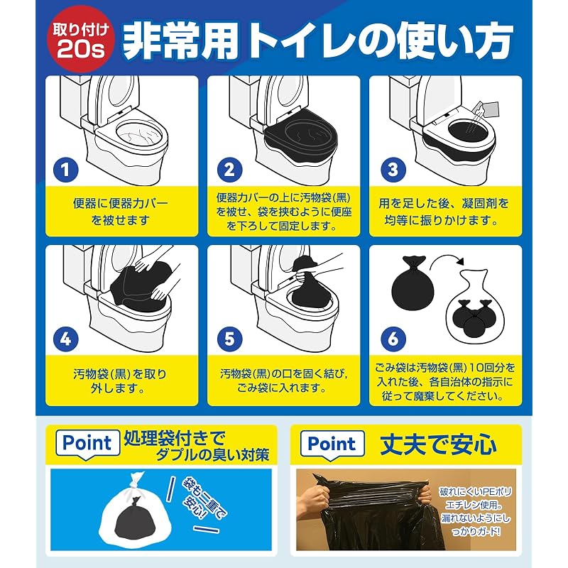 Fanxieast Portable Toilet for Disaster Relief [Supervised by a Disaster Prevention Specialist] Emergency Toilet, Portable Toilet, Powerful Deodorizer,