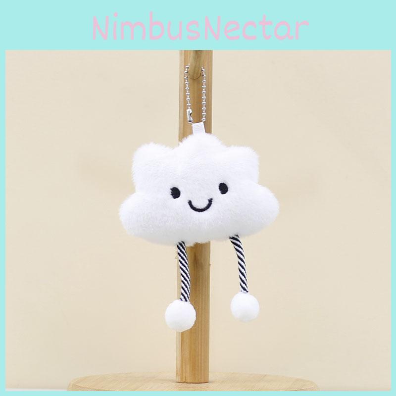 Delightful White Cloud Plush Doll Accessory Perfect For Bags And Cute Keychains