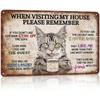 Vintage Tuxedo Cat Tin Sign 8x12 Inches Retro Wall Art Metal Decor For Kitchen Bar Garage