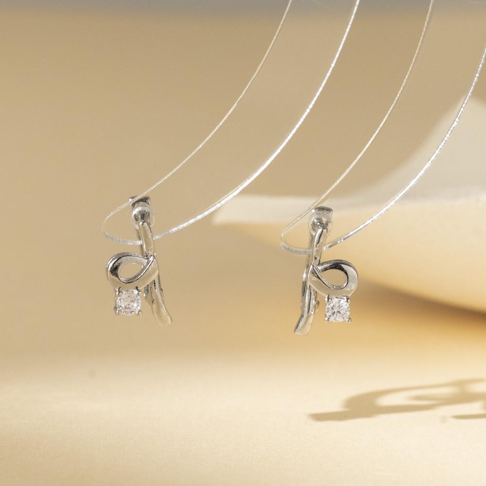 Copper Zircon Chic Ribbon Earrings Simple Ushape Design For Fashionable Women