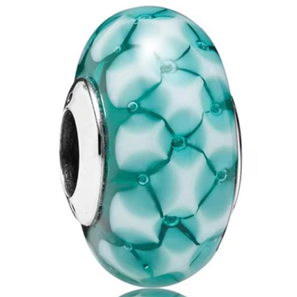Brand New Authentic Original Copper Metal Flower and Leaf Cosmic Rainbow Charm Bead Component Murano Glass Bead Components Designed For Bracelet High