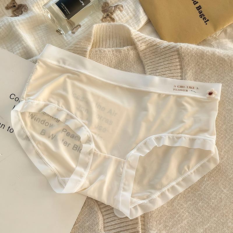 Summer Ice Silk Underwear For Women, Mid-waist Breathable Ultra-thin Underwear For Facial Mask