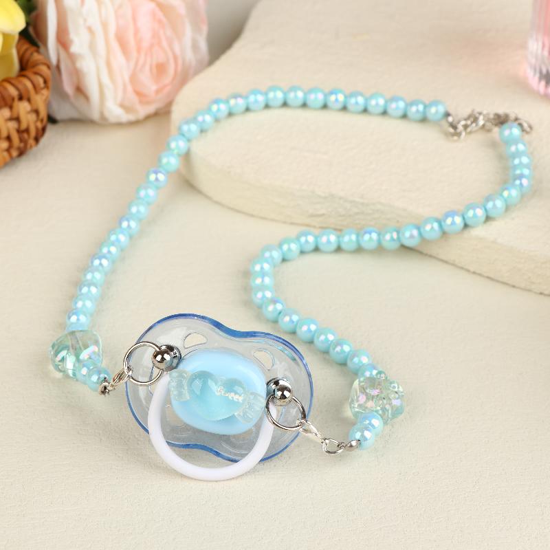 Sweet Beads Chain Pacifier Gag Collar Couple Toy Soft Silicone High-End Adult Pacifier Creating An Exclusive Luxury Leisure Time