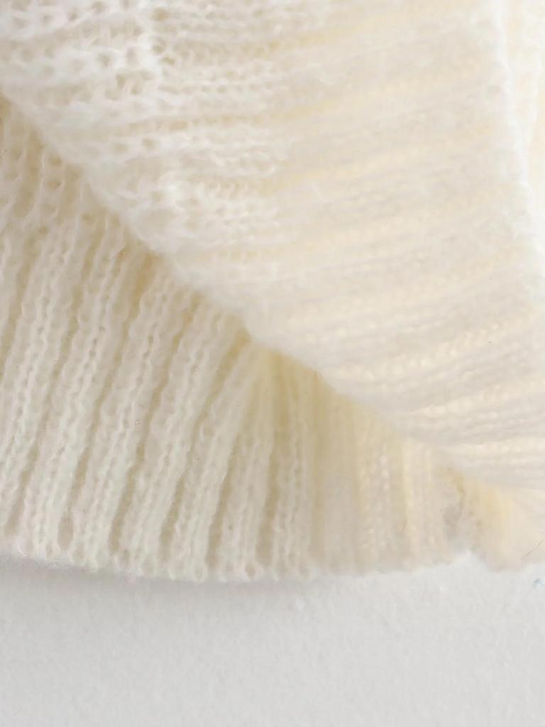 Dámský ležérní svetr s kulatým výstřihem a krátkým rukávem s mašlí, jednobarevný, jaro/léto 2025