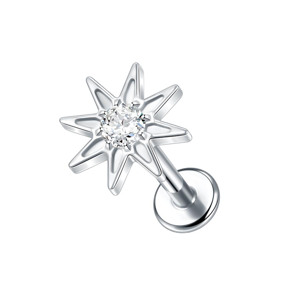 1Pc/5Pcs Titanium Star Ear Tragus Cartilage Helix Daith Piercing Lip Stud Earrings for Women Internal Thread Body Piercing 16G