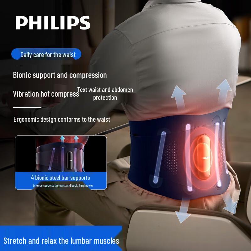 Philips PPM3209B Heated Back Support Massager Belt