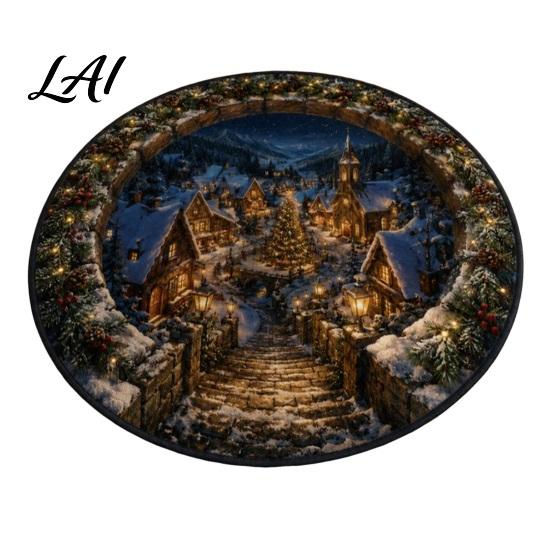 Christmas Gift for Family 3D Rug Optical Illusion Area Floor Mat Santa Claus Reindeer Bedroom Tree Pad Nutcracker Decorative Welcome Doormat Living