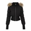 Rosa Kapuze kurze Taille Daunen Baumwolle Kleidung Damen Winter Neu Großer Pelzkragen Kurzer Baumwollmantel Kleiner Mann