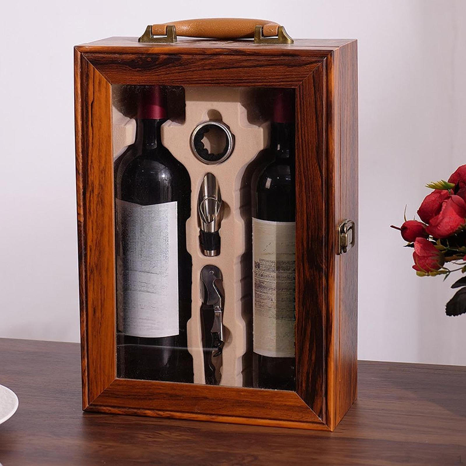 Double Bottle Wine Carrier Storage Box for Holiday Gift Year