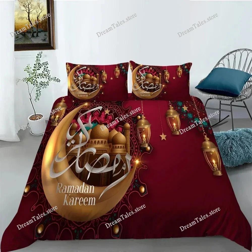 Ramadán Arabská Noc Měsíc Hvězdy Lampa 3D Sada Povlečení Queen King Polyester Povlak na Přikrývku Povlaky na Polštáře Sady Povlaků na Peřinu Luxusní Dárek36