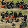 Military Building Block Figure Black Swat Soldier Riot Armed Motorcycle Toy 6 Sets Pyp