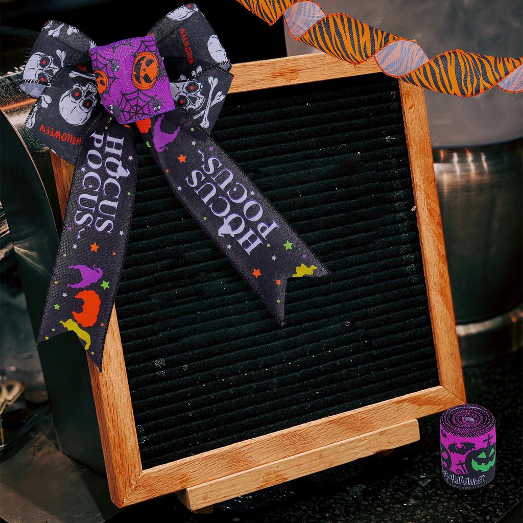 Creative Halloween Ribbon, Plaid, Pumpkin Ribbon, Christmas Tree Decoration, Streamer Strips, Halloween Decorations