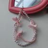 Cute Pink Black Bow Beaded Phone Chain Charm Lanyard For iPhone Samsung Huawei Universal Accessories Jewelry Pendant