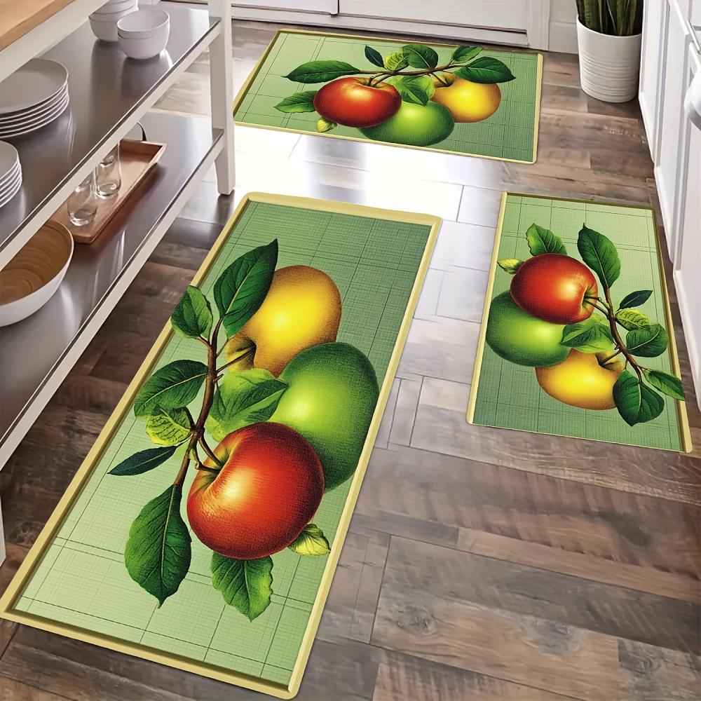 

1 шт. Кухонные коврики против усталости с принтом яблок, водонепроницаемые, нескользящие, толстые, с амортизацией, сверхпрочный комфортный коврик для стояния на кухне 60*180cm