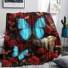 1PC 3D Butterfly Print Flannel Blanket, High Quality All Seasons, Home Decor, Warmth and Comfort, Perfect for Christmas Gifts