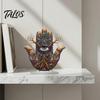 Décoration de bureau Rétro Mystérieuse Ornement Main de Fatima, Ornement Hamsa Acrylique Plat 2D avec Base Esthétique Ambiance Café, Pièce Maîtresse Exotique