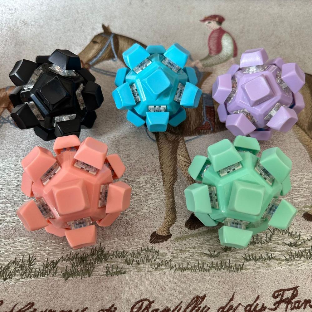 New 12 Keys Magic Ball Fidget Keychain Diy Keyboard Keycap Finger Keyboard Cap Pass The Time Keys Button Pinch Adult
