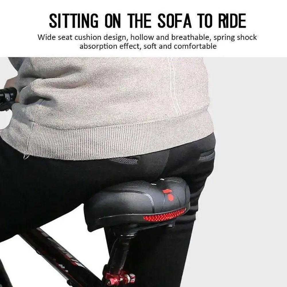 Hollow Breathable Bicycle Saddle Men Women MTB Road Bike Saddle Shock Absorbing Comfortable Big Butt Bike Seat Safety Warning