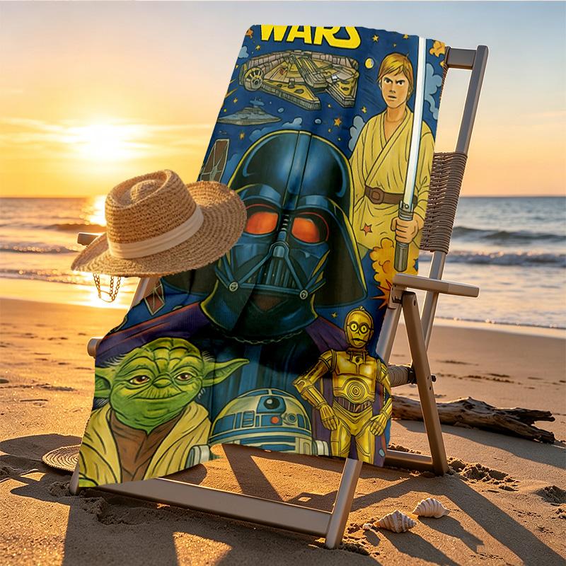 Star Wars Print Beach Towel Design, Soft, Lightweight. for Home Bathroom, Spa, Pool, Yoga, Surfing, Camping, Gift for Family, Friend