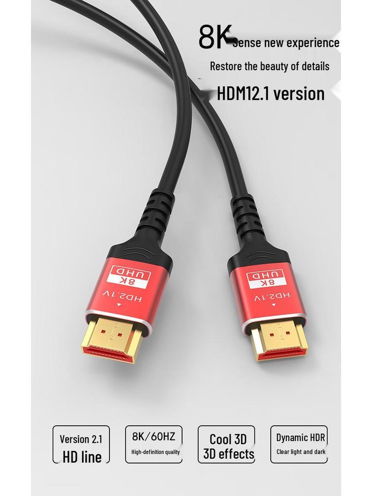 8K HDMI 2.1 Høyoppløselig videokabel for TV- og datamaskintilkoblinger