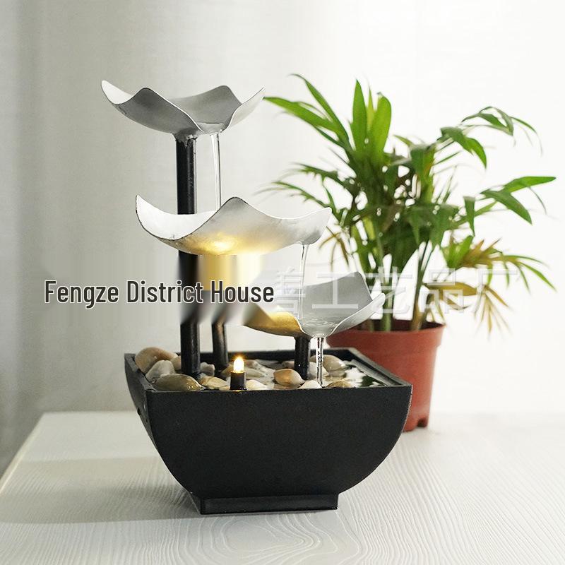 

Modern Home Office Coffee Table Water Feature Decoration Silver EU Plug