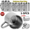 1-5PCS 220ML Stainless Steel Coffee Cup Double Wall Mug Anti-Heat Aniti-Scalding Cup Outdoor Travel Metal Drinking Cup