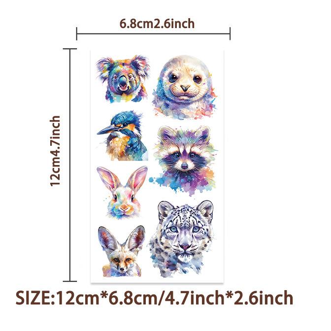 10-50Pcs Cool Watercolour Animal Tattoo Stickers Funny Birthday Party Temporary Waterproof Tattoos Sticker Toys Gifts