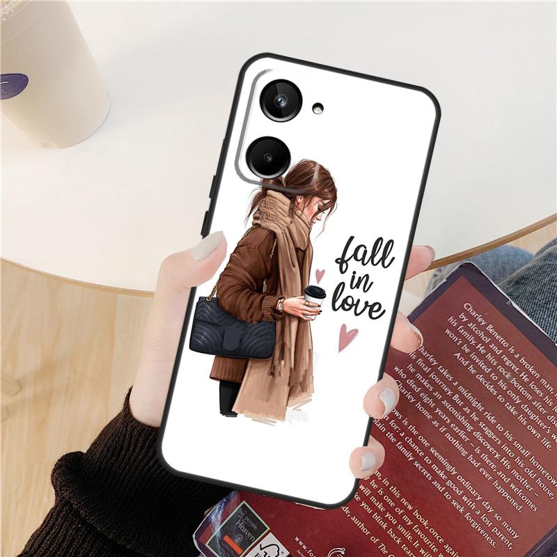 Princess Female Boss Coffee Case For Realme 14 12 10 11 13 Pro Plus GT 6 6T 5 GT7 Pro C61 C55 C51 C21Y C25S C67 C75 C53