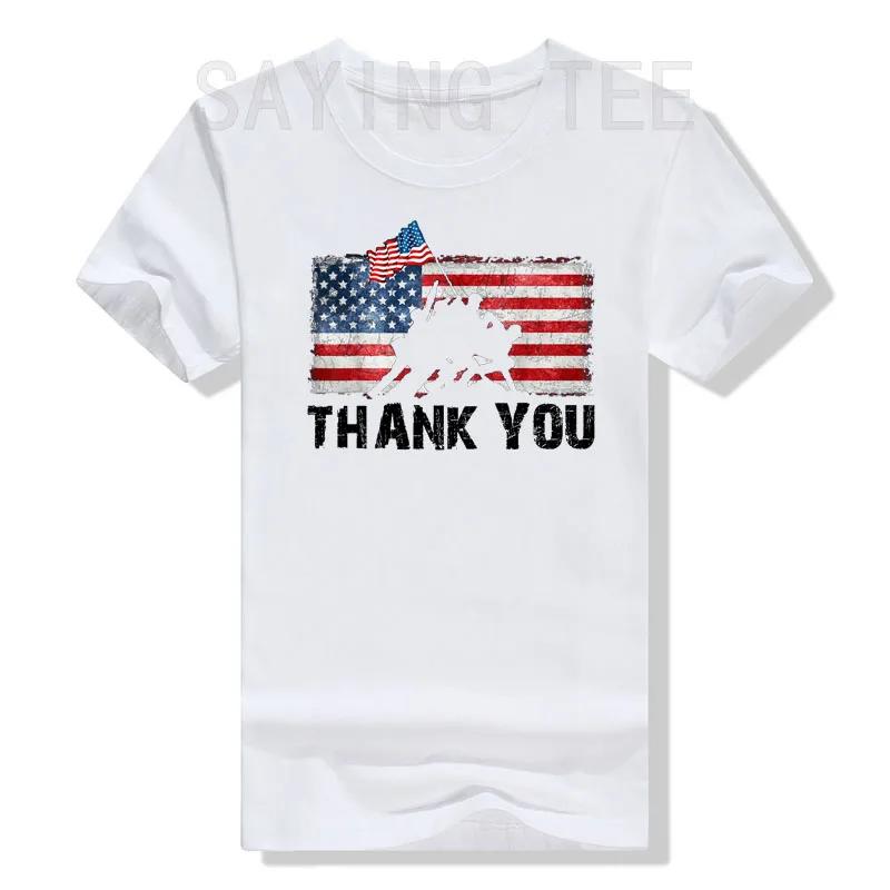 Patriotic American US Flag Thank You Memorial Day Veteran T-Shirt USA Proud Graphic Tee Tops 4th of July Clothes Novelty Gifts