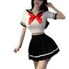 [ST TS] Sexy Sailor Uniform Cosplay Uniform Midriff-Baring Miniskirt for High School Students, JK, School Uniform, Cute and Cute for Adults (Red)