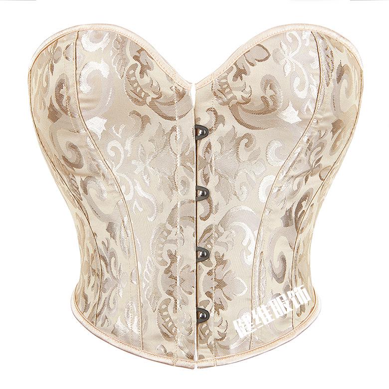 Vintage Fishbone Corset Crop Top: Drawstring, Waist Cincher, Tummy Control, Backless, Short Court Bodysuit with 4 Hooks.