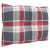 3 Piece Pallet Cushion Set Red Checkered Pattern Fabric