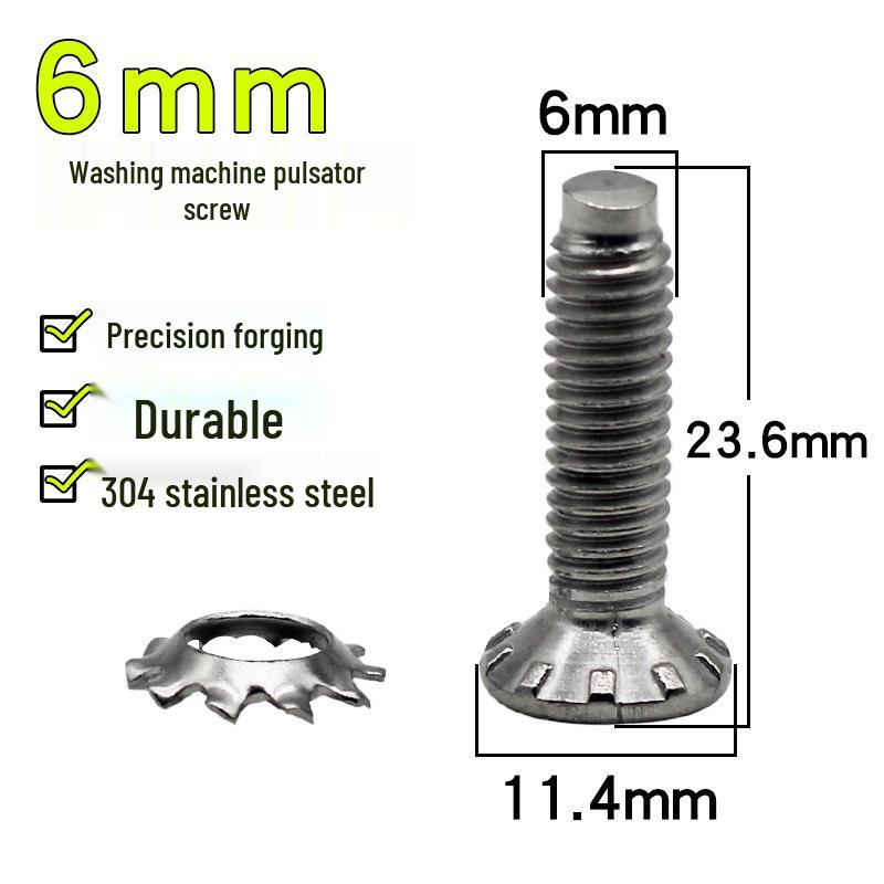 Universal Automatic Washer Pulsator Turntable Screw Set (6mm, 8mm) Stainless Steel Water Leaf Base Screws