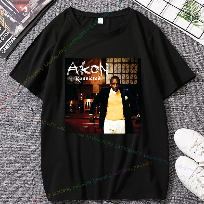 Najlepsze z Akon Klasyczna Okładka Albumu Najlepsze Ubrania Y2k dla Kobiet Męska Koszulka z Nadrukiem Luźne i Dopasowane Damskie Goth