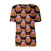 Women's Short Sleeved Patterned Pockets, Work Print Stand Up Collar, Single Breasted Protective Clothing, Cardigan Jacket, Top