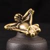 Puntos Vintage Brass Sitting Zen Frog Statue Sculpture Incense Holder Desk Ornament ARI