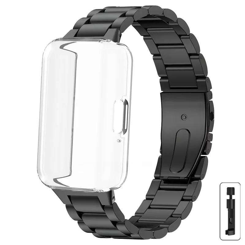 Case+Stainless Steel Strap For Samsung Galaxy Fit 3 Full Protective Screen Case For Samsung Galaxy Fit 3 Metal Band Accessories
