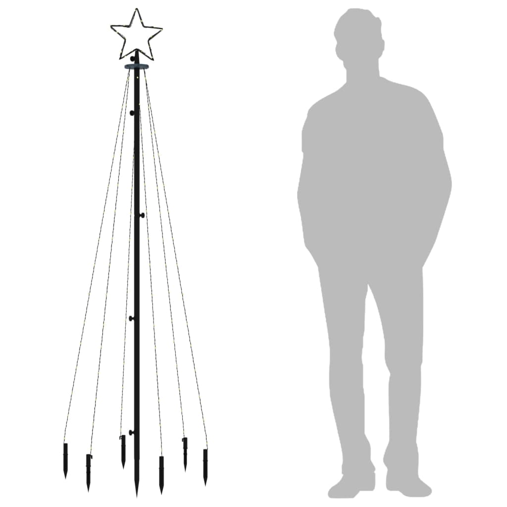LED Christmas Tree with Ground Spikes Warm White 108 LEDs 180 cm