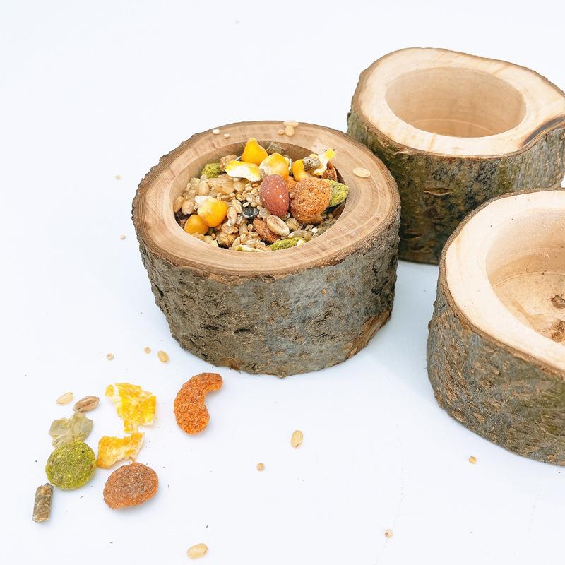 Random Shape Pet Hamster Fruit Wood Food Bowl Hamster Golden Bear Squirrel Food Bowl Log Gnawing Toy for Small Animals Food Bowl