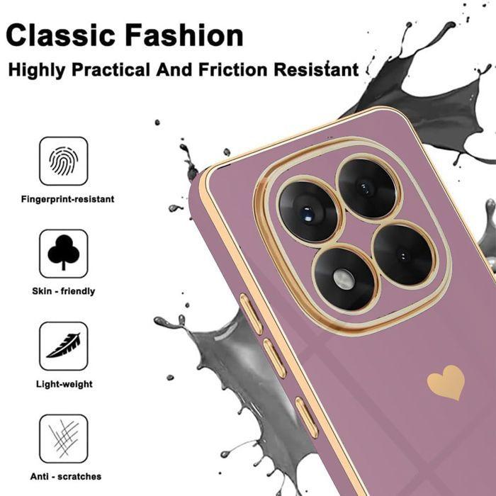 Case for Xiaomi Redmi Note 15 5G/4G, Silicone Shockproof Slim Heart Pattern - Purple