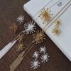 Elegant Dandelion Drop Earrings Necklace Set Women Gold Plated Copper Posts French Minimalist Style