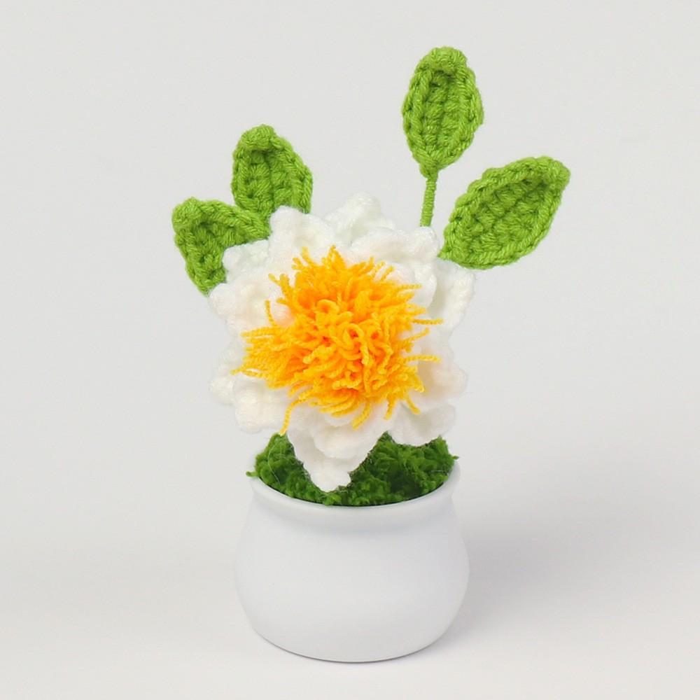 Hand-Knitted Wool Fake Flowers Set: Sunflower, Carnation, Tulip - Desktop Decor, Teacher/Student Gift, Everlasting Bouquet