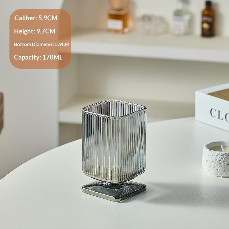 Gradient Colored Square Glass Uniquely Maillard Colored Low Footed Glass Vintage Style Juice Glass Sparkling Water Cup