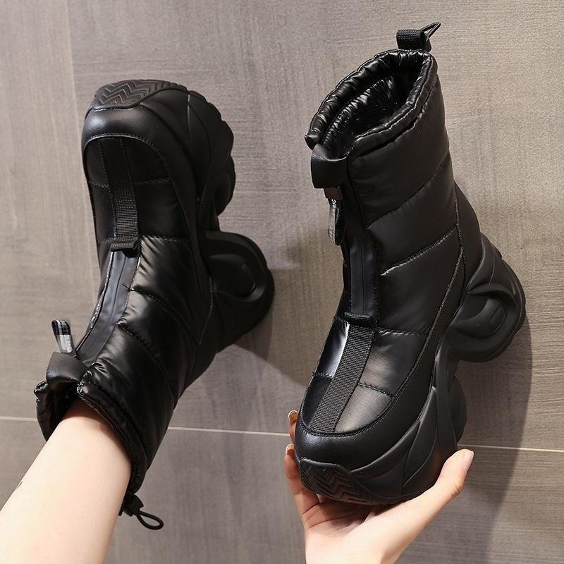 Thick-soled snow boots winter velvet thickened waterproof and non-slip year winter new large cotton boots heightened Martin boots
