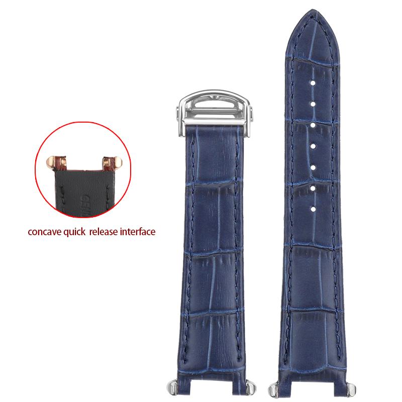 

Оригінальний шкіряний ремінець для Cartier PASHA WGPA0019/0026 W2PA0014 Серії Зі виїмкою Ремінець для годинника Чорно-синій Ремінець для годинника Браслет Ремінь 19x12mm