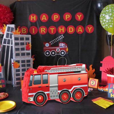 Feuerwehrauto Pinata mit Stock Augenbinde Konfetti Kleine Feuerwehrmann Geburtstagsdekoration für Kinder Jungen Feuerwehrauto Thema Geburtstagsparty Zubehör