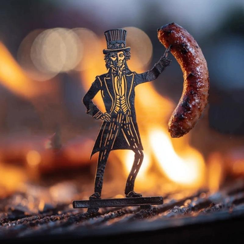 

Funny Monster Grill Stainless Steel Bbq Grill Happy Flame Hotdog Roaster Sausage Barbeque Meat Grill Cooking Camping Bbq Tools (As shown-16008)-